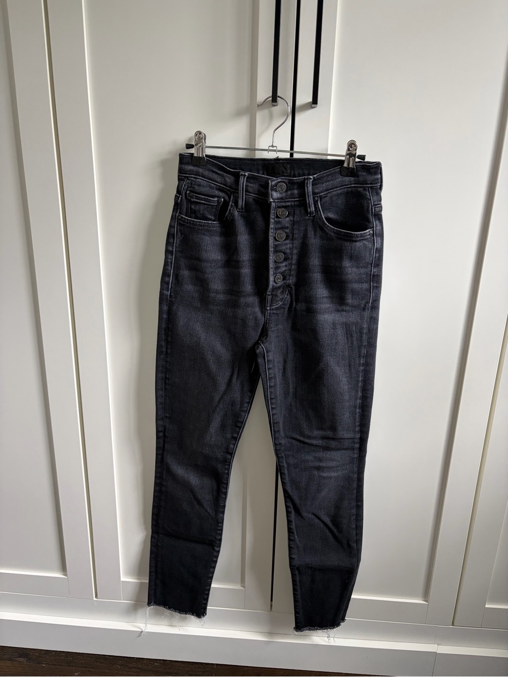 MOTHER Denim Black High-Waist Button-Fly Jeans